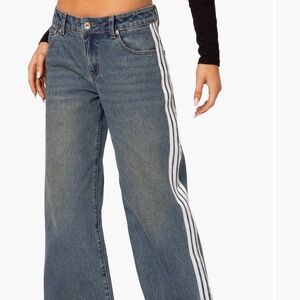 Stylish Blue Jeans with White Stripes